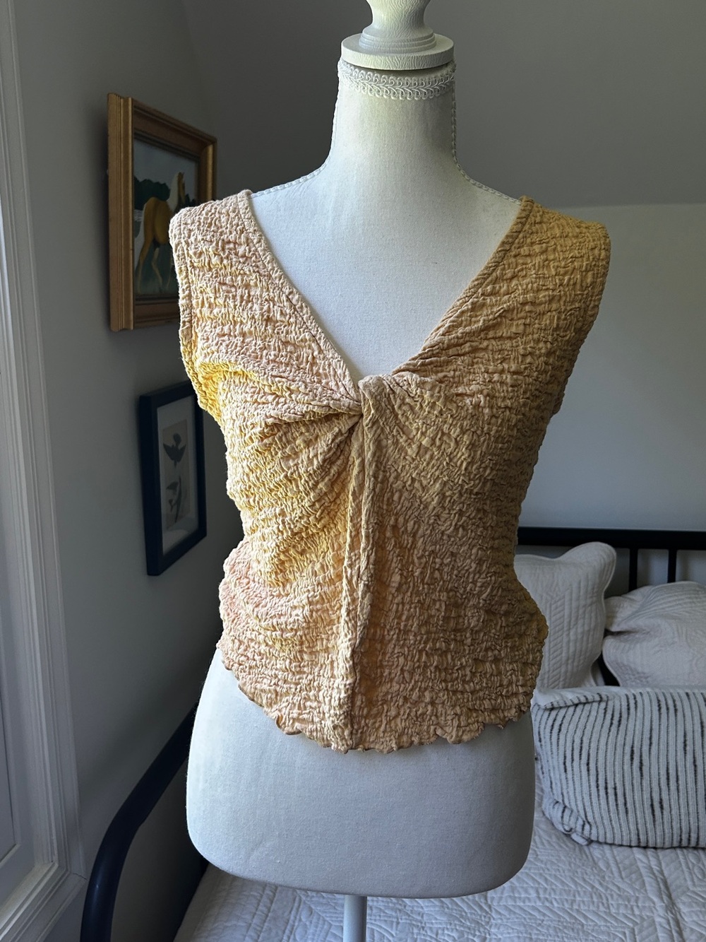 Madewell Crinkle Twist-Front Sleeveless Camisole - Soft Yellow